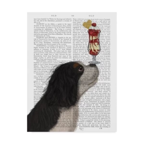 Fab Funky 'Cavalier King Charles, Black White, Ice Cream Text' Canvas Art, 14x19, Trademark Fine Art, Mfr#: WAG00015-C1419GG